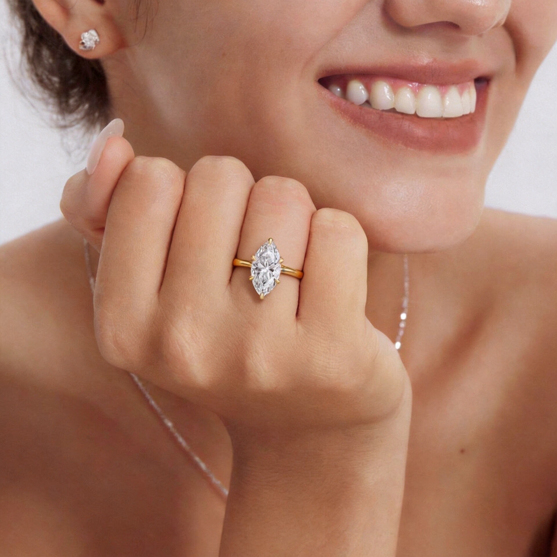DR FOREVER marquise solitaire with hidden halo