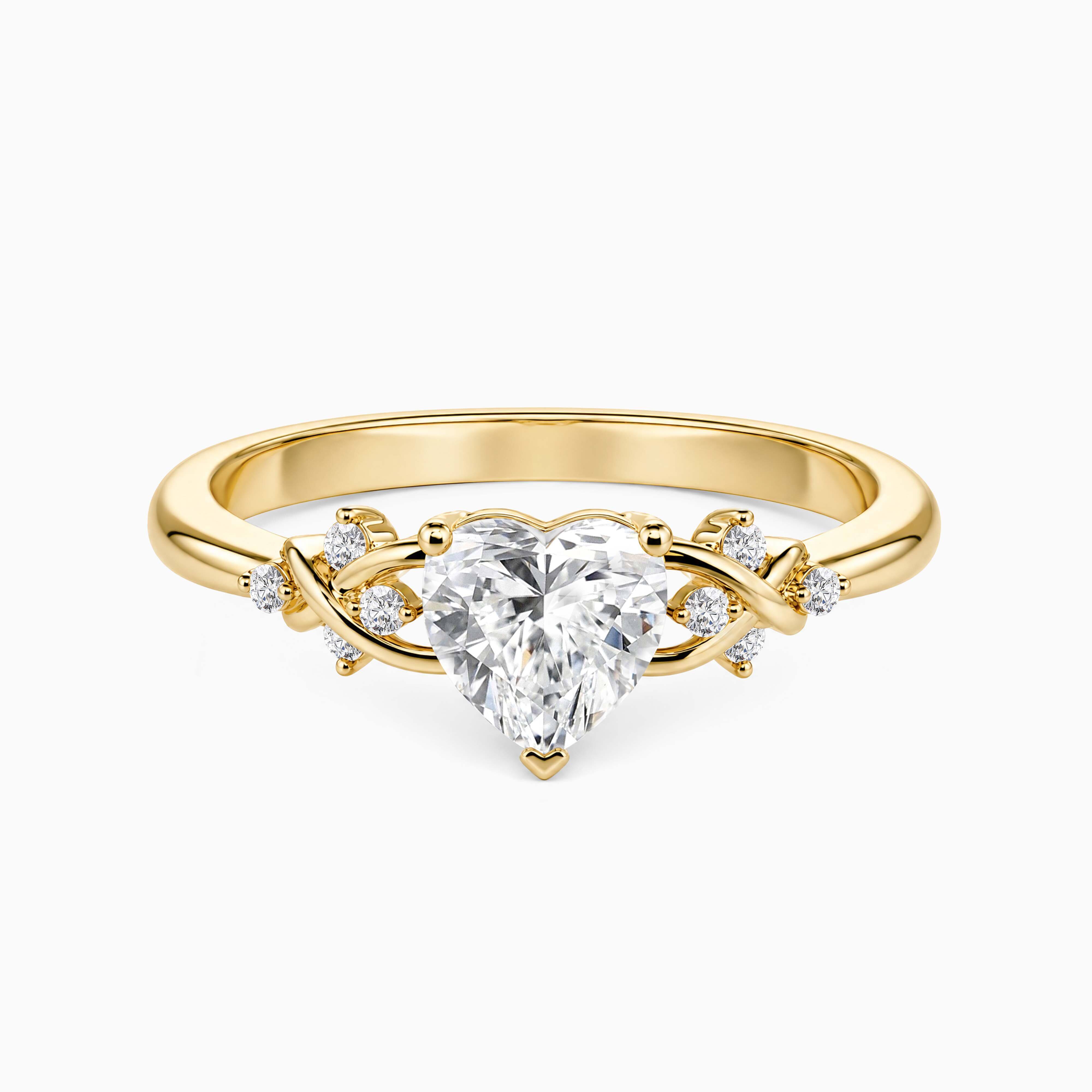 DARRY RING heart cubic zirconia twisted vine promise ring in 18K yellow gold plated sterling silver